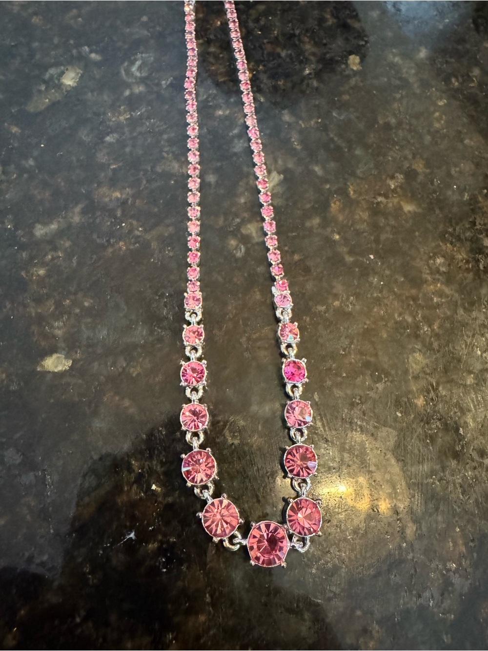 Lia Sophia Pink Crystal Station Necklace